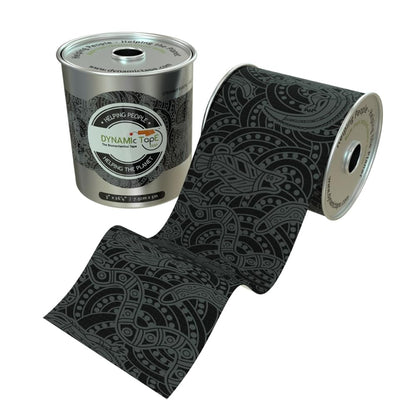 Dynamic Tape Eco - Elastic Athletic Tape Made from Recycled Materials | 4Way Biomechanical Stretch & Stronger Recoil Than Kinesiology Tape | for Sports, Muscle & Joint Load MGMT | 3” (Grey/Black)