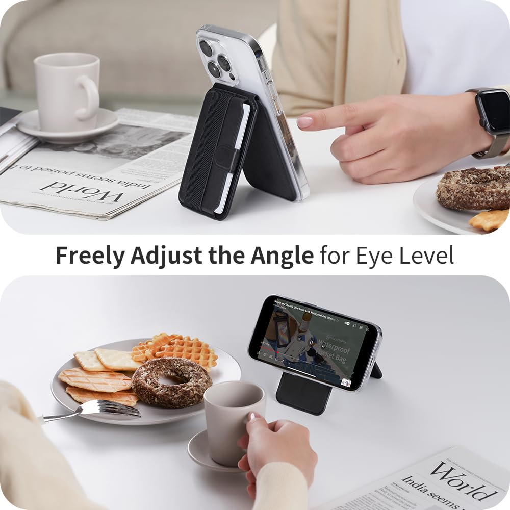 Sinjimoru Pull & Eject Magnetic Wallet for iPhone, 3-Card Holder with Adjustable Stand, Compatible with MagSafe, Lavender