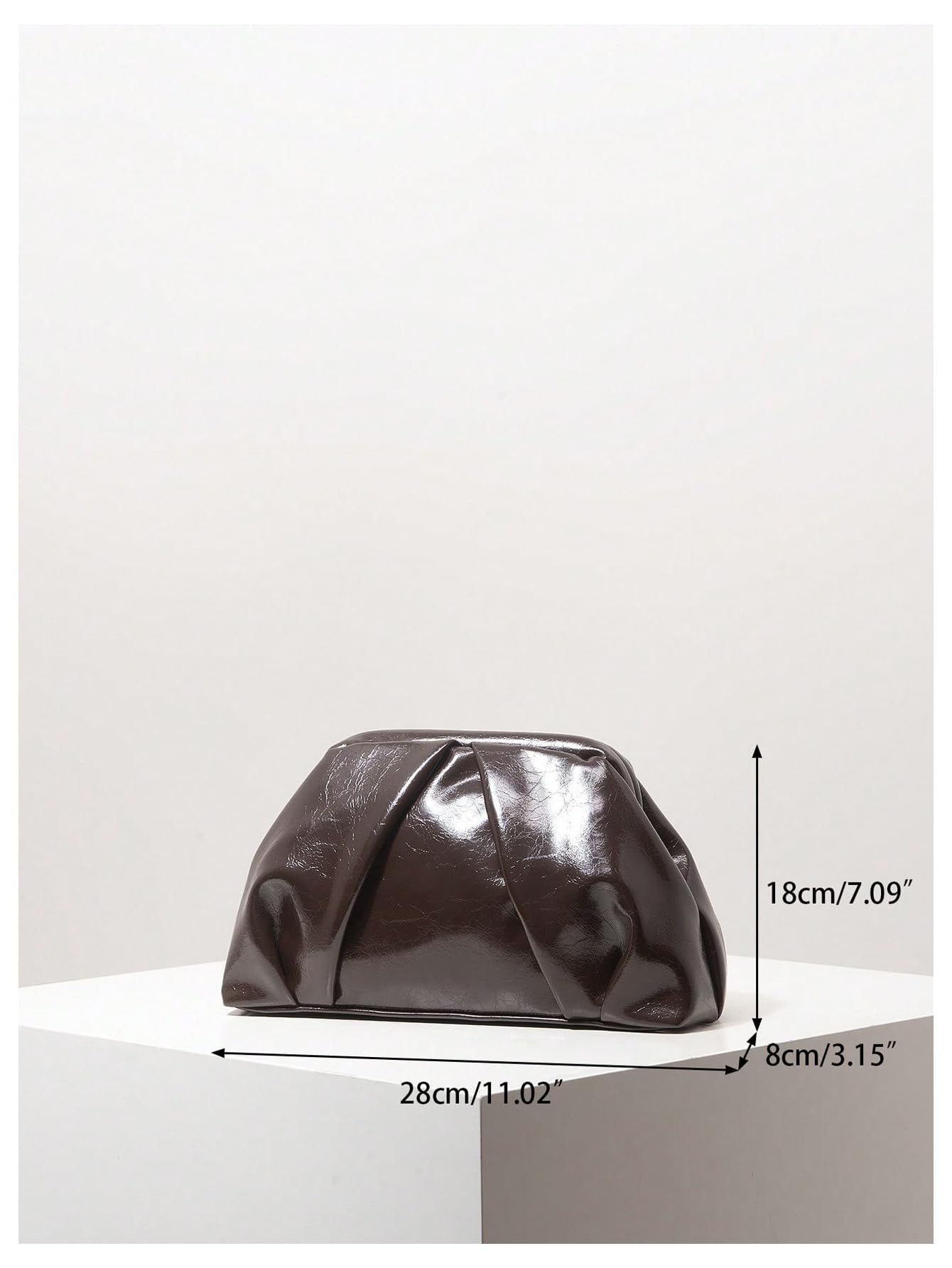 QWINEE Women's Ruched Clutch Purses PU Leather Kiss Lock Dumpling Bags Vintage Evening Handbags Coffee Brown One Size