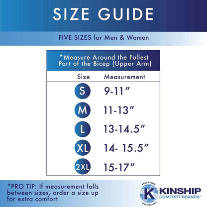 Kinship Comfort Brands Arm Compression Sleeves for Men and Women, Athletic, Sports, Muscle, Joint, Elbow Support, 1 Pair