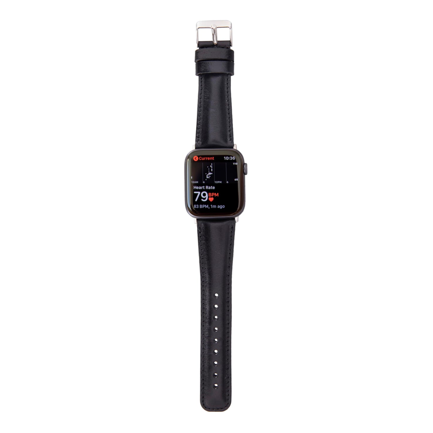 benvato Premium Handmade Leather Watch Band for Apple Watch SE 3 2 1 & Series 11 10 9 8 7 6 5 4 3 2 1 fits 42mm 41mm 40mm 38mm (Black w/Silver Connector&Clasp)