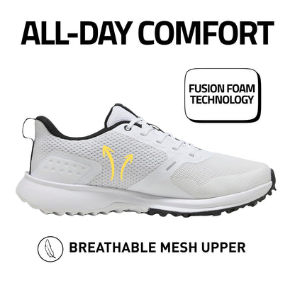 Puma Golf Men's Fusion Grip 6 Golf Shoe, Puma White-Puma Black, 10.5