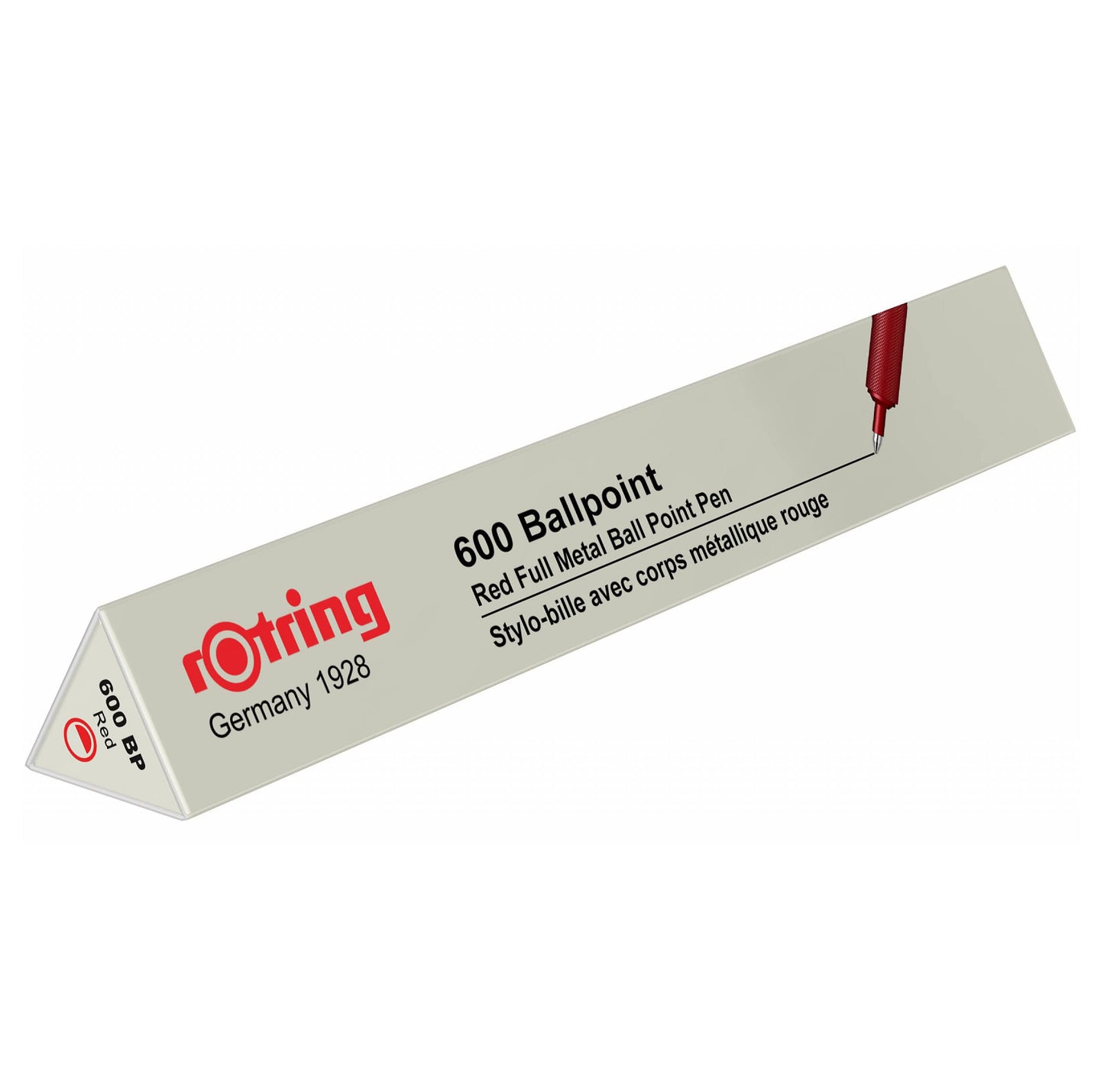 rOtring 600 Ballpoint Pen, Medium Point, Black Ink, Red Barrel, Refillable
