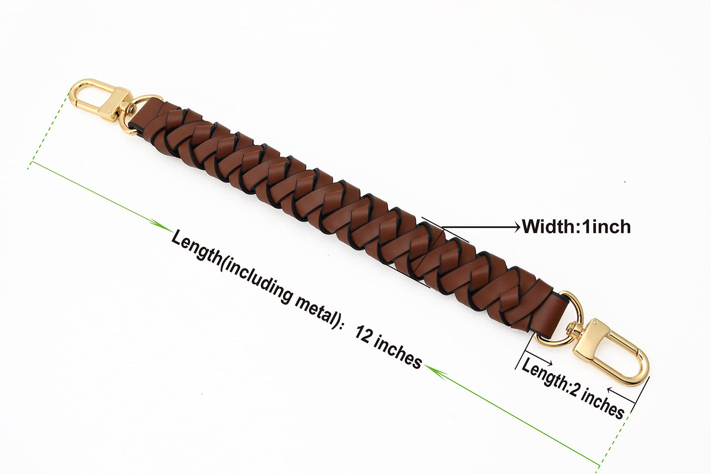 GOXTECH 12 Inches Genuine Leather Top Braided Handle Suitable for Hobo Bucket Bags Pochette Bag (Dark Brown)