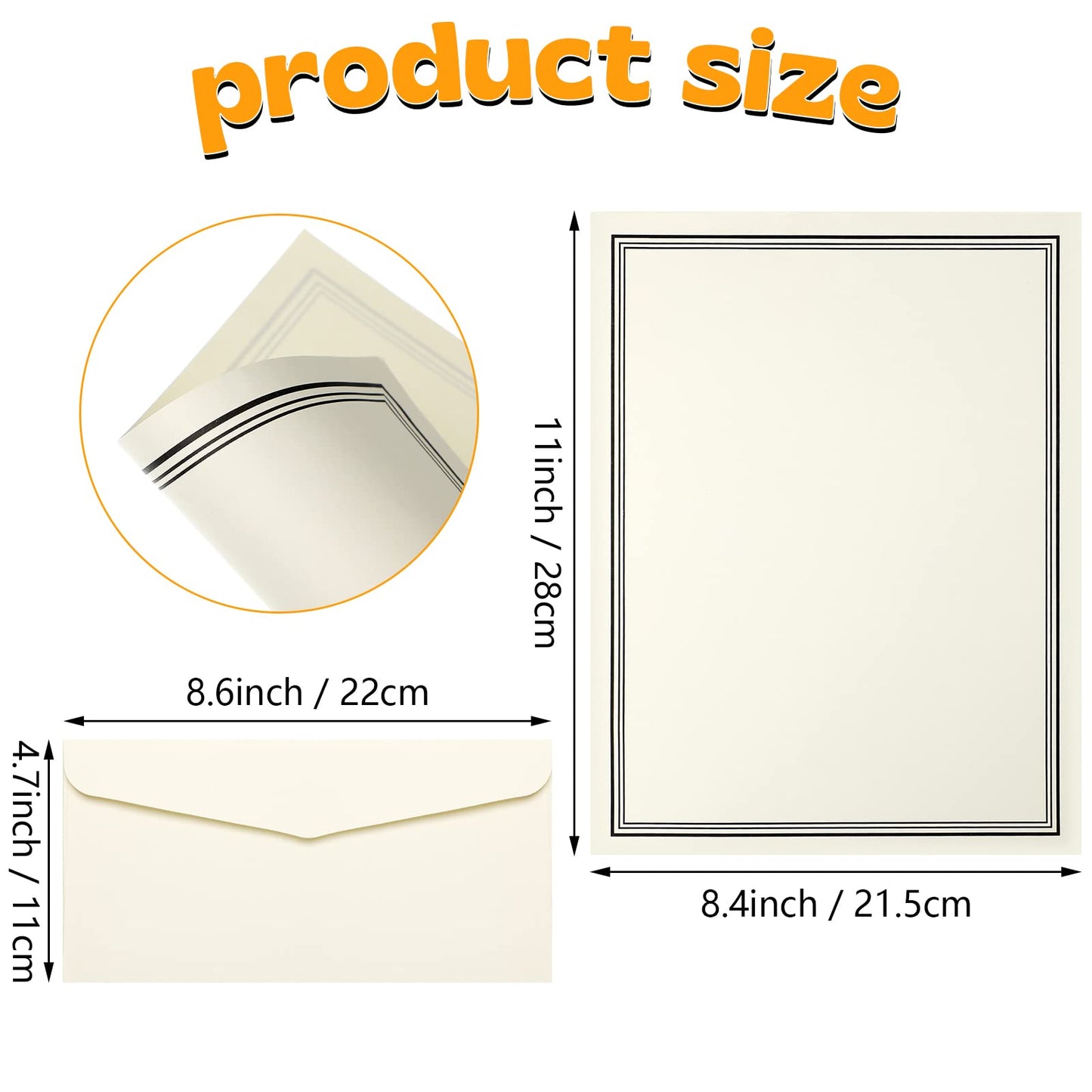Glenmal 144 Pcs Stationery Paper and Envelopes Set Includes 48 Pcs Vintage Envelopes 96 Pcs Stationary Letter Writing Paper for Office Home Invitation Party Gifts Favors Supplies