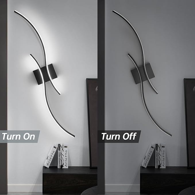 CANEOE Modern Led Wall Light, 39inch Black Indoor Led Wall Sconce Lighting, Bathroom Vanity Light Fixtures Over Mirror for Living Room Hallway Bedroom Bedside Wall Lamp (Cool White, 6000K)
