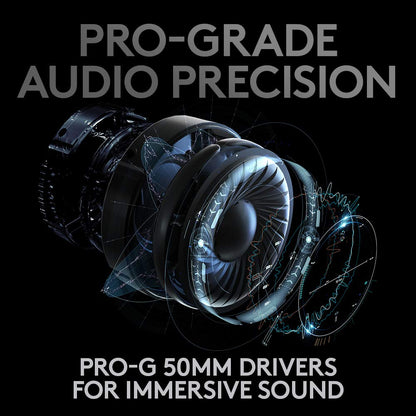 Logitech G PRO X Wireless Lightspeed Gaming Headset Gen 1: Blue VO!CE Mic Filter Tech, 50 mm PRO-G Drivers, and DTS Headphone:X 2.0 Surround Sound - Black