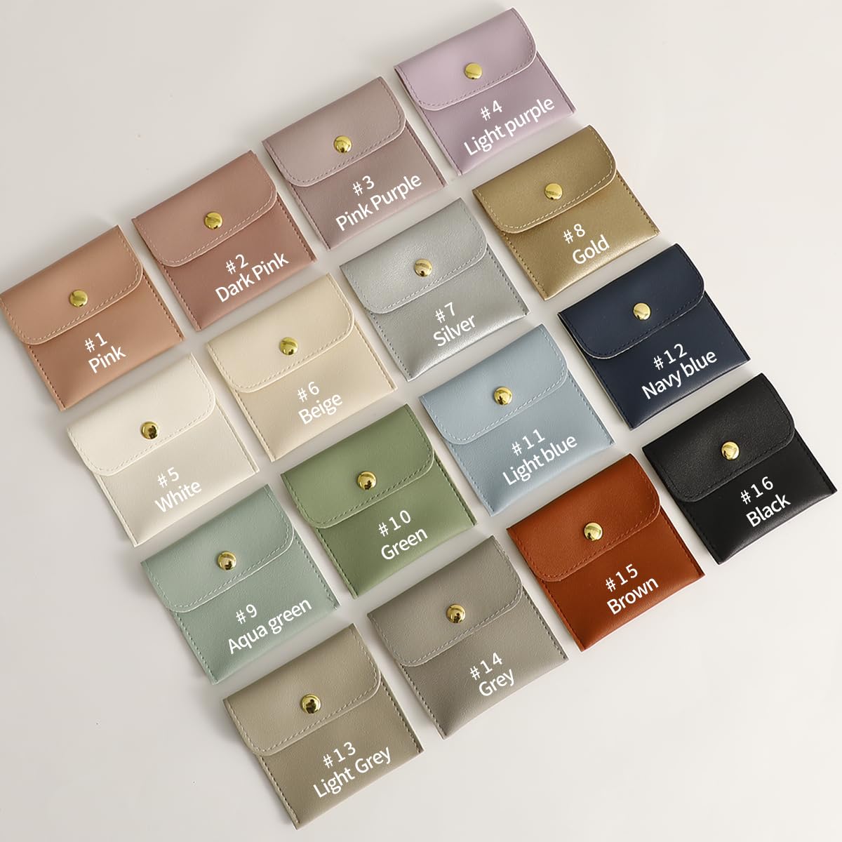 40pcs PU Leather Small Bags for Jewelry 8 x 8cm Snap Button Jewelry Packaging Bag Gold Luxury Small Favor Bags Jewelry Gift Bags for Earrings Necklaces Bracelet Ring