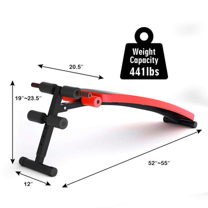 Goplus Adjustable Sit Up Bench, Abdominal Training Workout Slant Bench, Decline Curved Ab Bench for Home Gym Ab Exercises (Red)