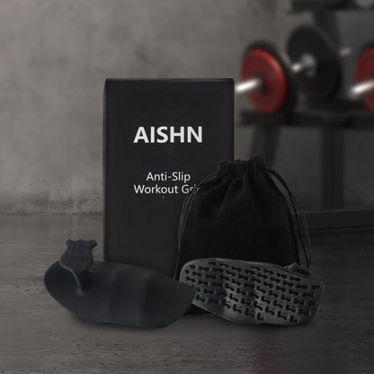 AISHN 2 pcs Anti-Slip Silicone Rypt Grips for Men & Women, Hand Grip Gryp Weight Grip for Deadlifts Pull-Ups, Gym Grips, Lifting Grips for Weight Lifting, Heavy Stuff Carrier Large Black