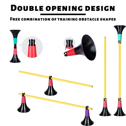 Basketball Training Cones and Agility Poles Set, 8pcs Cones with Anti-Slip Silicone Sleeve & 8pcs 19.7" Poles, Heavy Duty Soccer Training Equipment for Dribbling Drills and Speed Hurdles (Green)