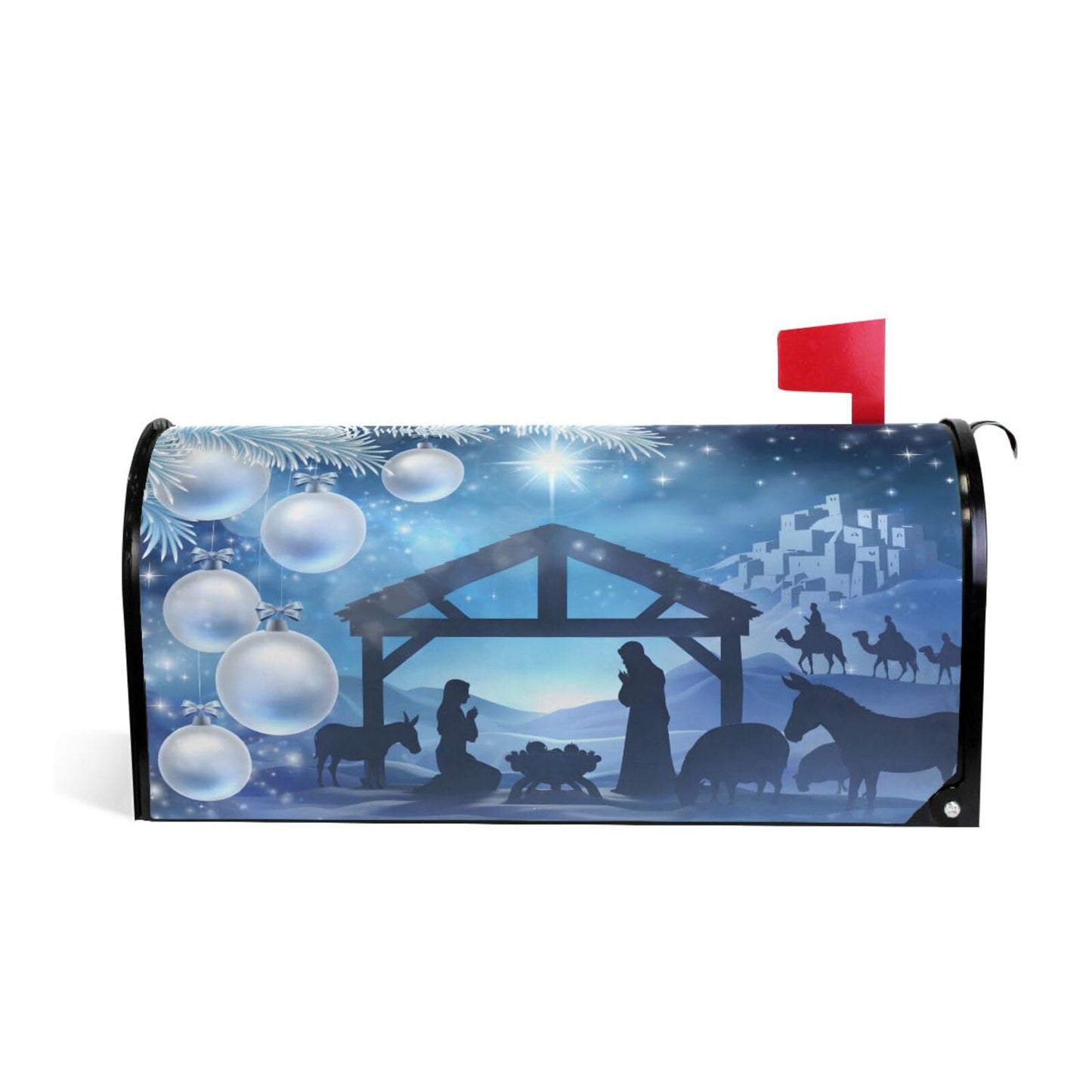 WOOR Nativity Christmas Abstract Magnetic Mailbox Cover MailWraps Garden Yard Home Decor for Outdoor Oversized-25.5" x20.8"
