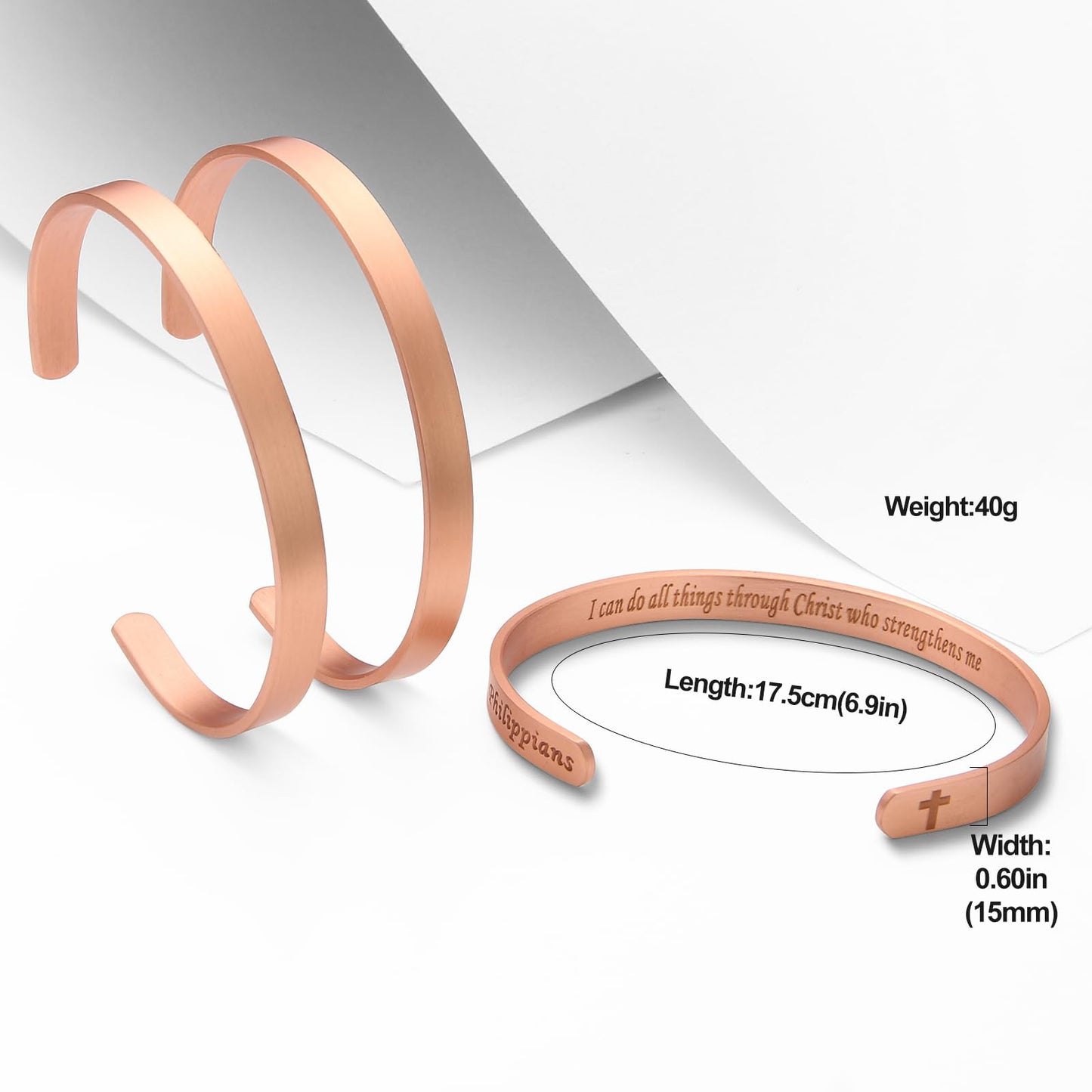 MagEnergy Copper Bracelet Cross Bracelet Personalized Inspirational Jewelry Gifts for Men and Women Adjustable