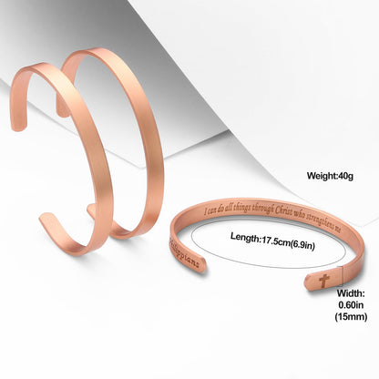 MagEnergy Copper Bracelet Cross Bracelet Personalized Inspirational Jewelry Gifts for Men and Women Adjustable