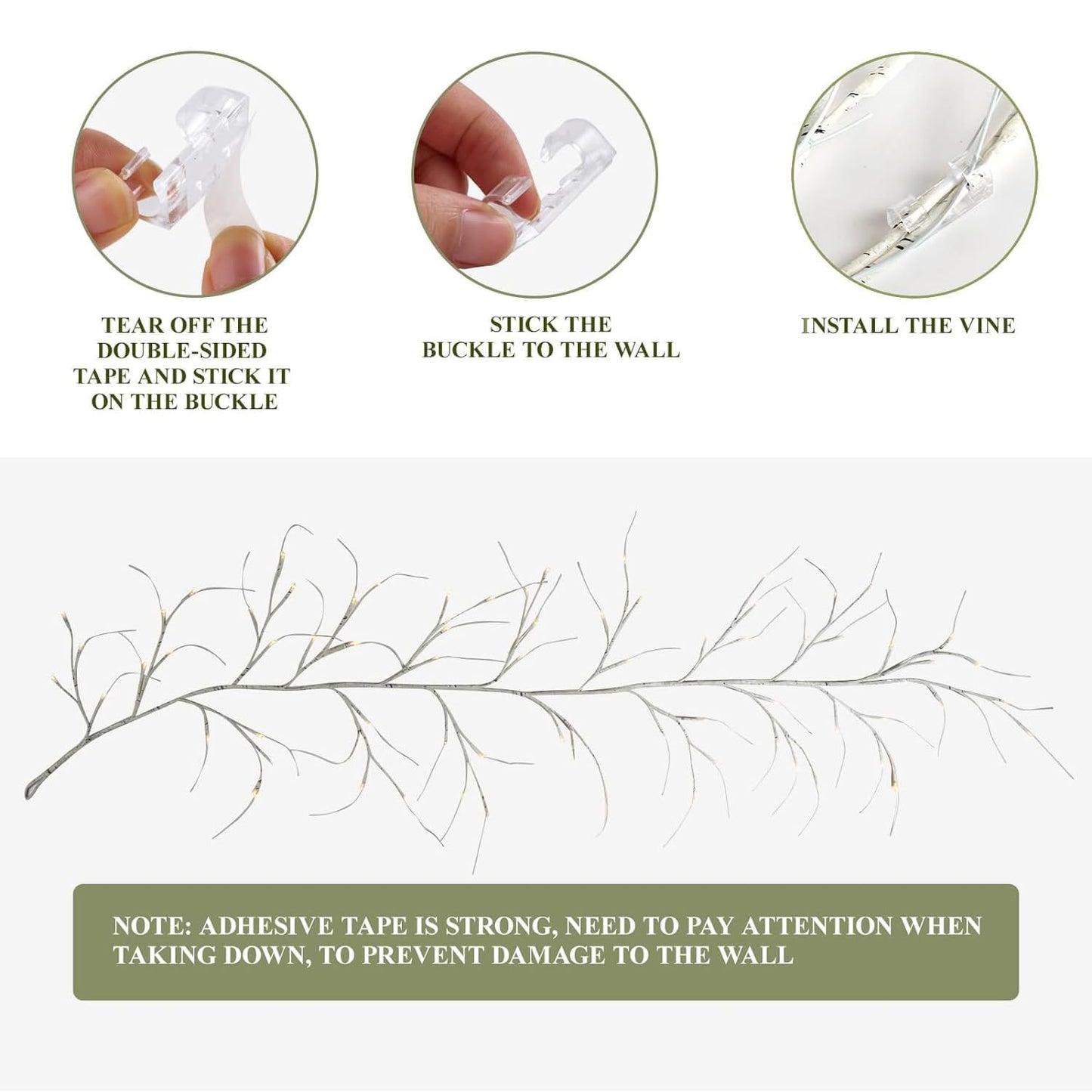 White Birch Garland with Lights 6ft 72LED, Battery Operated Twig Vine with Timer, Lighted Birch Tree for Walls Home Mantle Decoration Indoor Outdoor