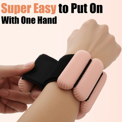 Wrist Weights, Silicone Adjustable Ankle Weights for Women Men - Strengthen Arms and Legs Ideal for for Home Gym Workout, Running, Yoga, Pilates, Barre, Exercise, Strength Training (Natural Flesh Pink, 4 lbs Pair (2 lb Each))