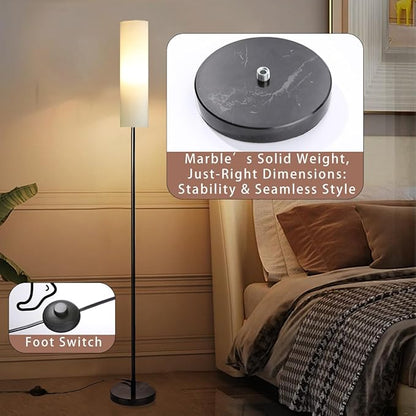 Floor Lamp for Living Room, Lamp with 3 Color Lampshades, Remote Standing Lamp for Bedroom, Office, Room décor(Bulb Included) (White)