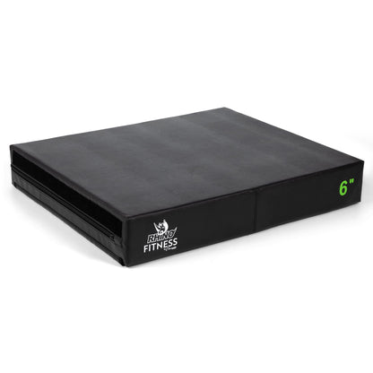 Champion Sports Foam Plyometric Box, 6 inch, Black - Durable Jump Boxes for Training with Handles, Hook and Loop Flaps - Stackable Plyo Box Jumps for Gym - Premium Cross Training Equipment