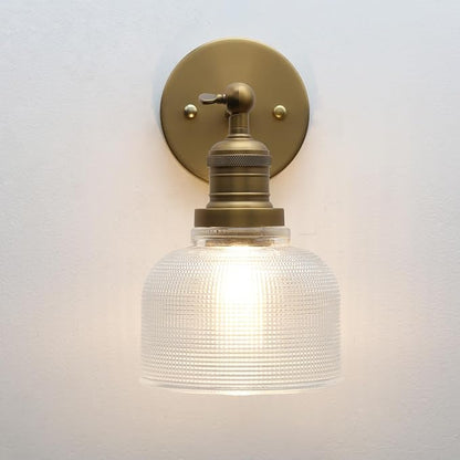 Pathson Vintage Wall Sconce Lamp with Clear Glass, Adjustable Hardwired Wall Vanity Light for Bathroom Living Room Farmhouse Bedside Lighting