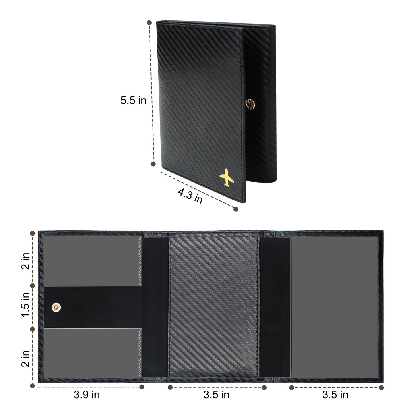 iSamzan Pilot Wallet Passport Holder - Microfiber Fabric Leather Pilot Passport Wallet Accessories