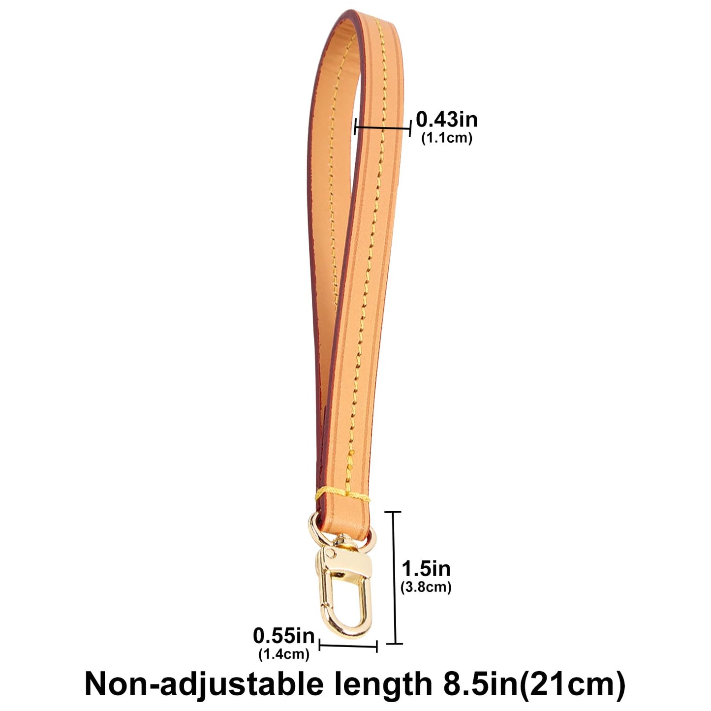 jiesinlov Purse Hand Wrist Strap,Vachetta Leather Replacement Wristlet Keychain Strap for Clutch Bag(Width:0.43in&Length:8.5in-Beeswax)