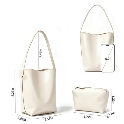 Bucket Bags for Women,Glossy Leather Bucket Purse,Small Tote handbag for Work Travel Daily