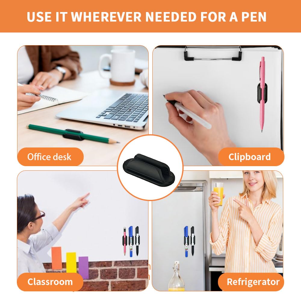 Yanchexp 40 PCS Adhesive Pencil Holders for Desk,Silicone Pencil Holder with Upgraded Adhesive Pads, Flexible Pen Holder for Walls Clipboards,Office Essentials Accessories Teacher Supplies