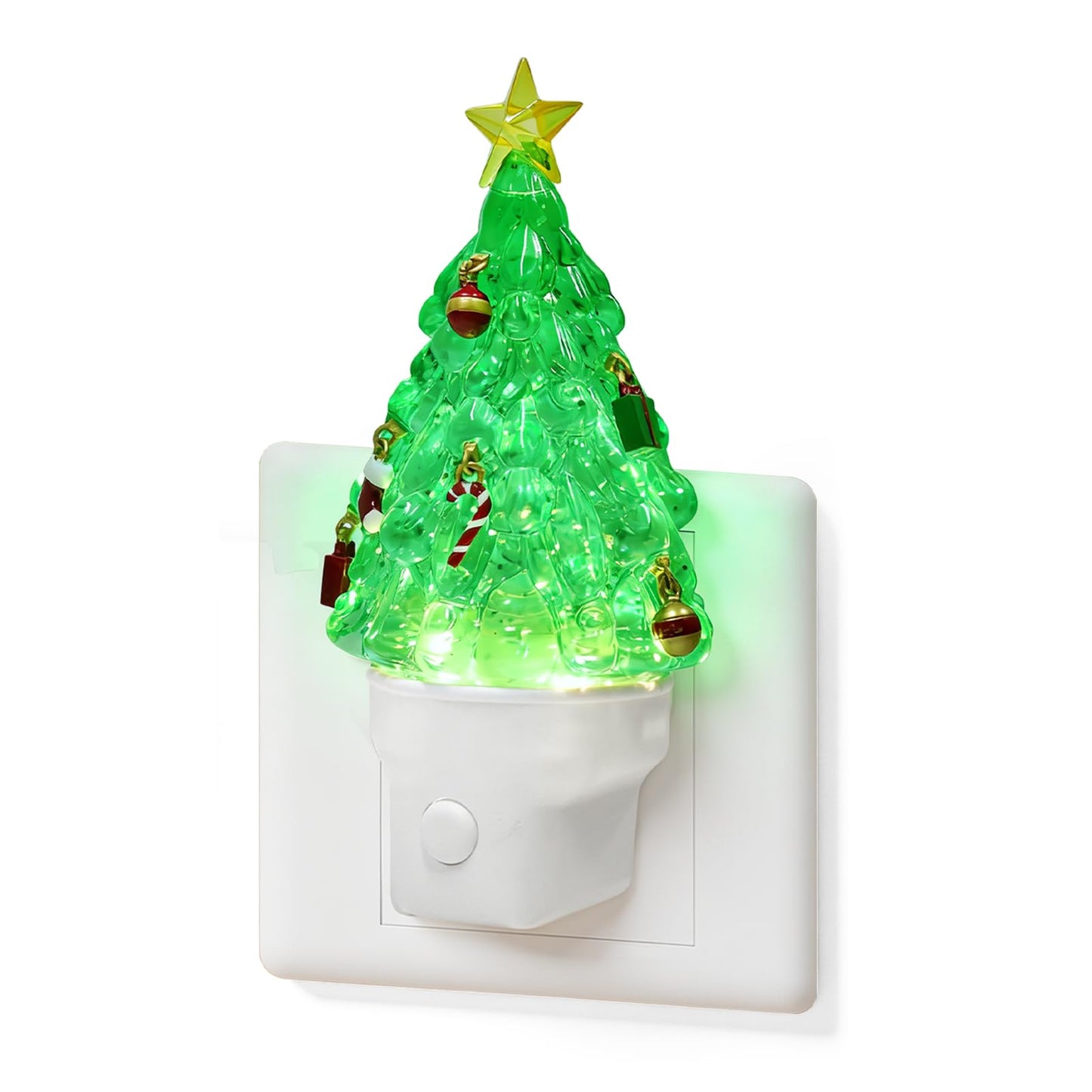 Christmas Night Lights Plug into Wall Glitter Christmas Tree Nightlights with USB/Outlet Options, Xmas Night Lights Decorative for Bedroom Living Room Kitchen Nursery Holiday Decorations Gifts (Tree)