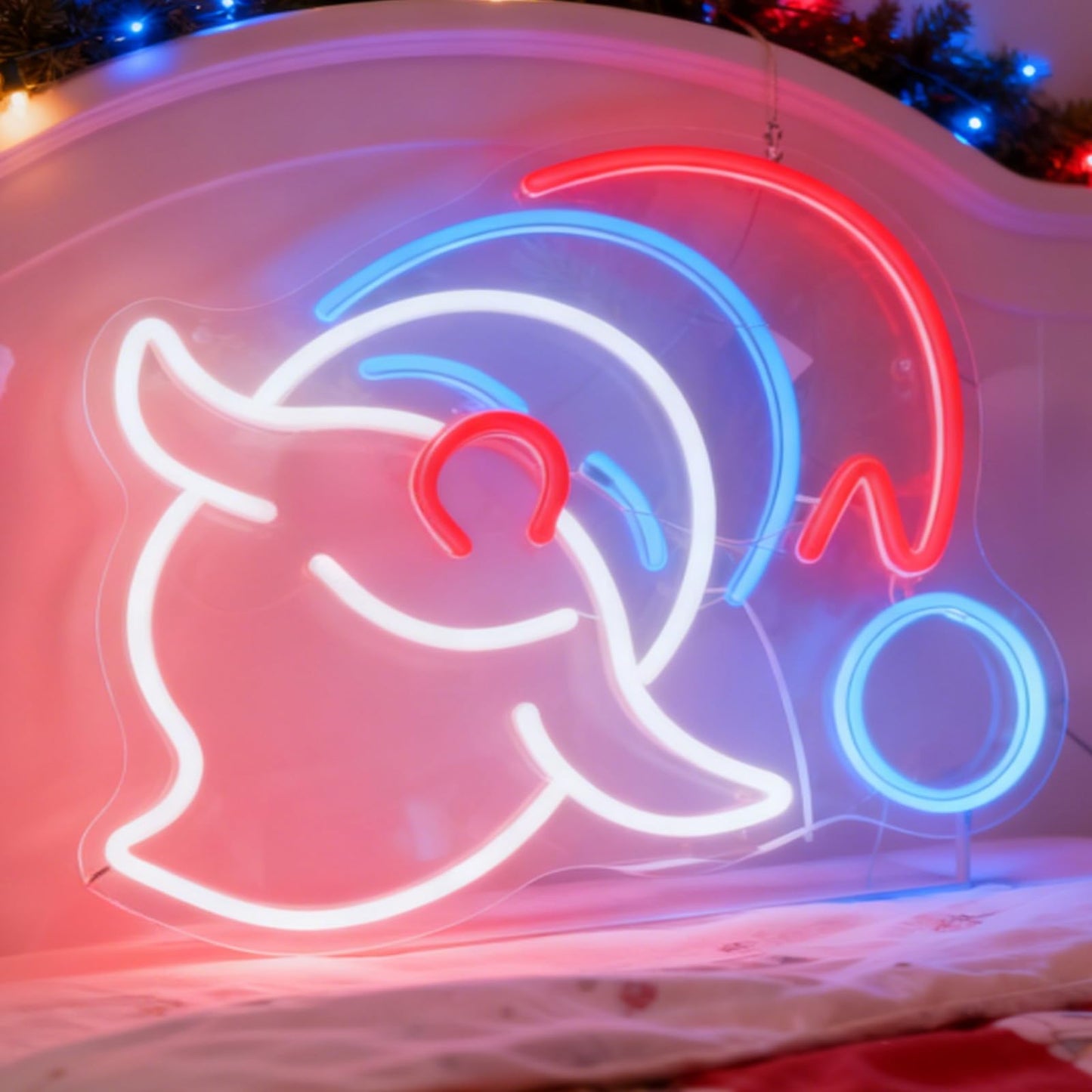 Christmas Santa LED Neon Sign, Merry Christmas Theme Light Up Sign, Holiday Party Indoor Decoration Home Living Room Wall Table Decor, USB Powered Dimmable Decorative Neon Light 13.8 x 11.8 In