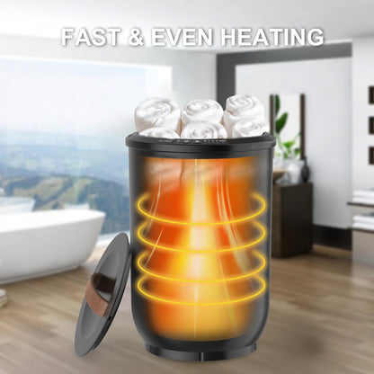 Large Towel Warmer for Bathroom - Heated Towel Warmers Bucket, Wood Handle, Auto Shut Off, Fits Up to Two 40"X70" Oversized Towels, Bathrobes, Blankets, Best Ideal for Mother's Gifts