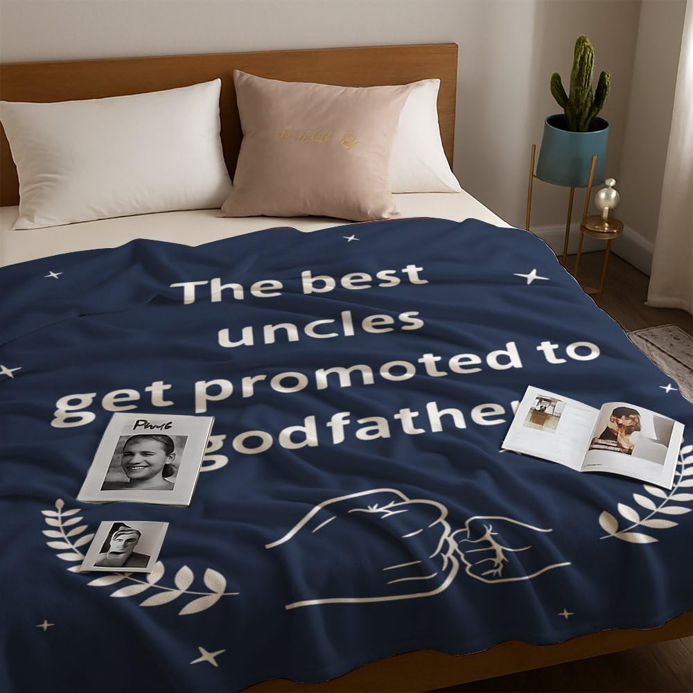 Godfather Gifts from Godchild Fleece Blanket Godfather Proposal Gifts Christmas Birthday Gift Baby Shower Christening Baptism Gift for Uncle Lightweight Cozy Flannel Throw Blanket 60"X50"