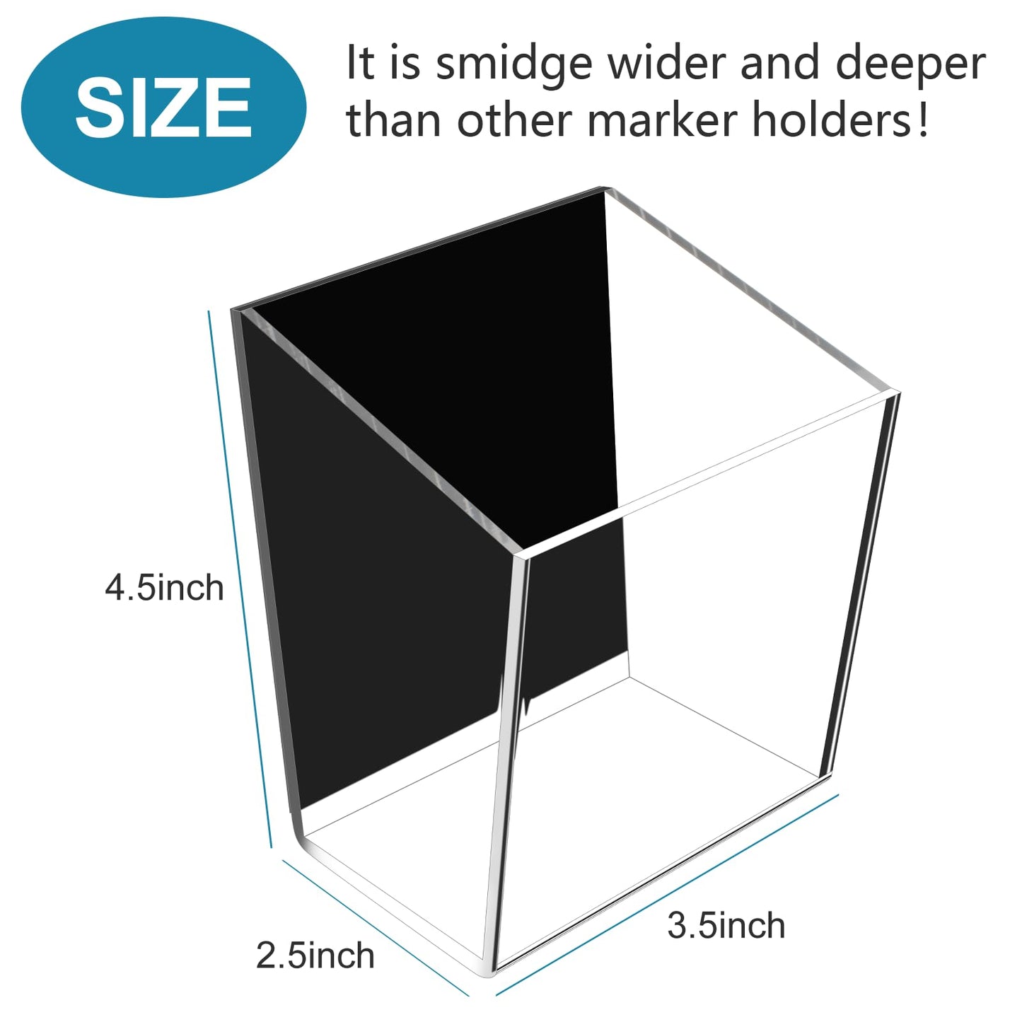 VACONICO Magnetic Pen Holder, Acrylic Dry Erase Marker Holder, Large Capacity Pencil Holder for Whiteboards, Fridge, Lockers Office School Supplies (Clear & 1 Compartments)