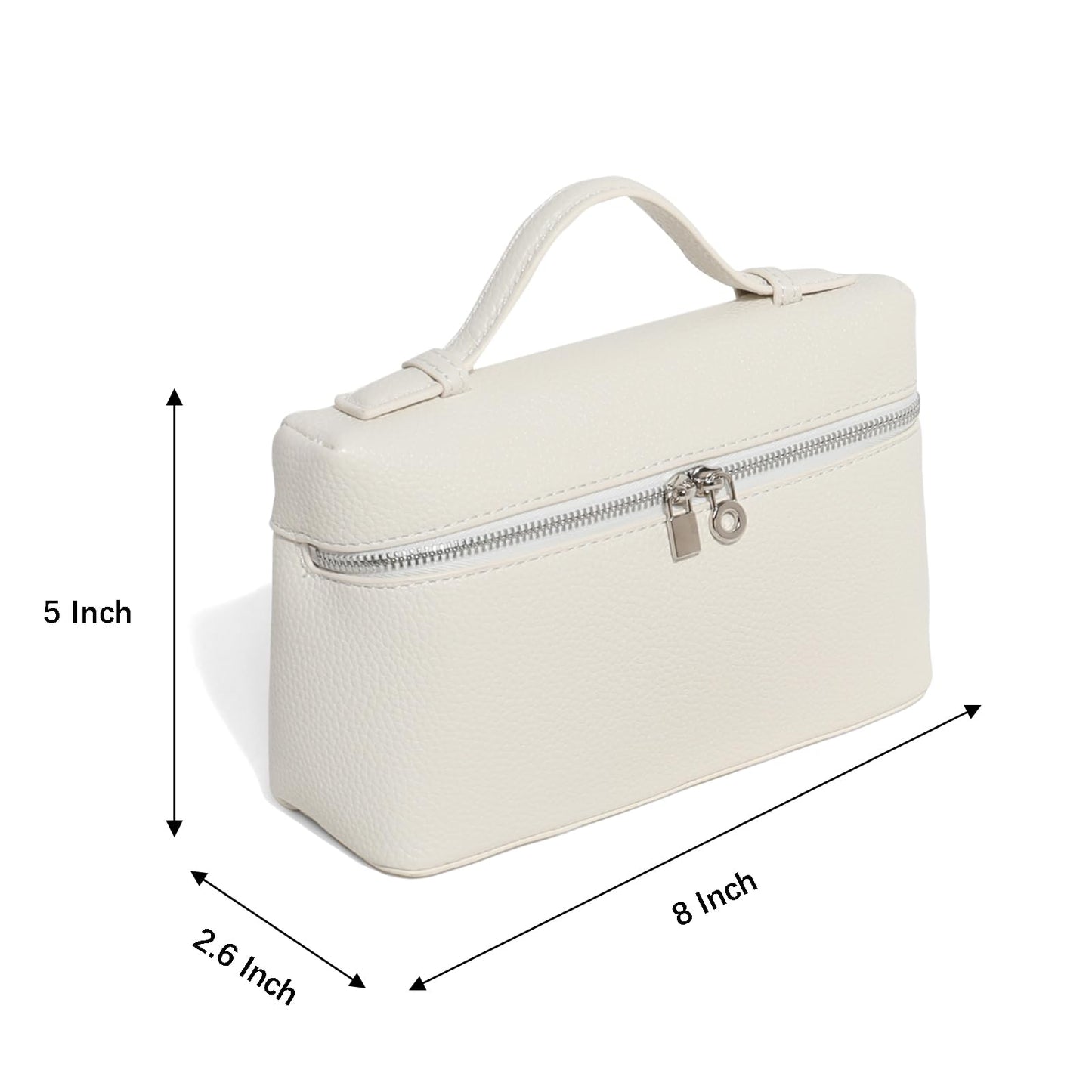 Crossbody Bag for Women Top-Handle Pouch Mini Bag Designer Shoulder Leather Handbag Trendy Purse (Beige)