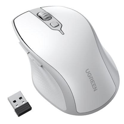 UGREEN Wireless Ergonomic Bluetooth 5.0 Mouse for Laptop, 2.4G Cordless Mouse with USB Receiver, 1000/1600/2000/4000 DPI, 5 Buttons Silent Mice for MacBook, PC, Desktop, Chromebook, Black