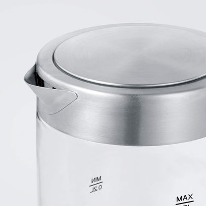 SEVERIN Mini Glass Kettle 0.5 L, Powerful and Compact in High-Quality Design, Electric Kettle with Limescale Filter, Stainless Steel/Black, WK 3472