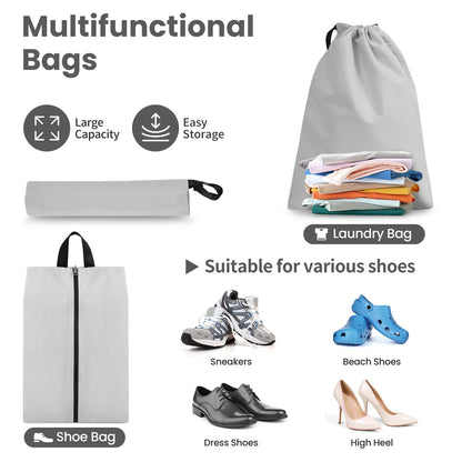 Prezon 8 Set/6 Set/4 Set Compression Packing Cubes for Travel, Lightweight Vacation Travel Essentials, Accessories for Suitcase Organizer Bags Set, Durable Luggage Organizer（8-Square-pewter）