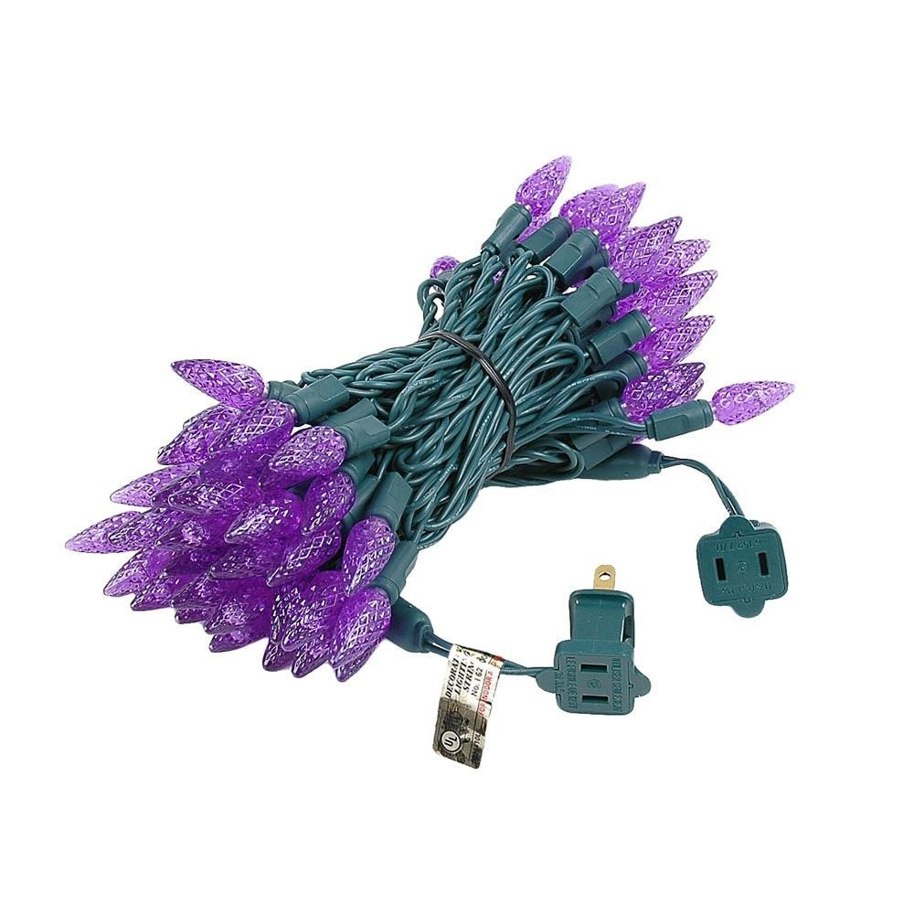 Novelty Lights 24FT 70 LED C6 Christmas String Lights, Outdoor Tree Commercial Grade Permanent Decorations (Purple)