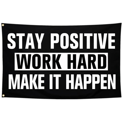 Aroxtms Discipline Motivational Flag 3x5 Ft Stay Positive Work Hard Make It Happen Gym Motivational Inspirational Flags for Room Guys Home Gym Bedroom College Dorm Motivational Wall Decor Banner