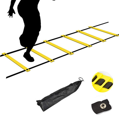 TNZMART Agility Ladder Speed Ladder 6Rung10FT 12Rung20FT Training Equipment for Football Soccer Basketball with Carrying Bag (10FT, Yellow)