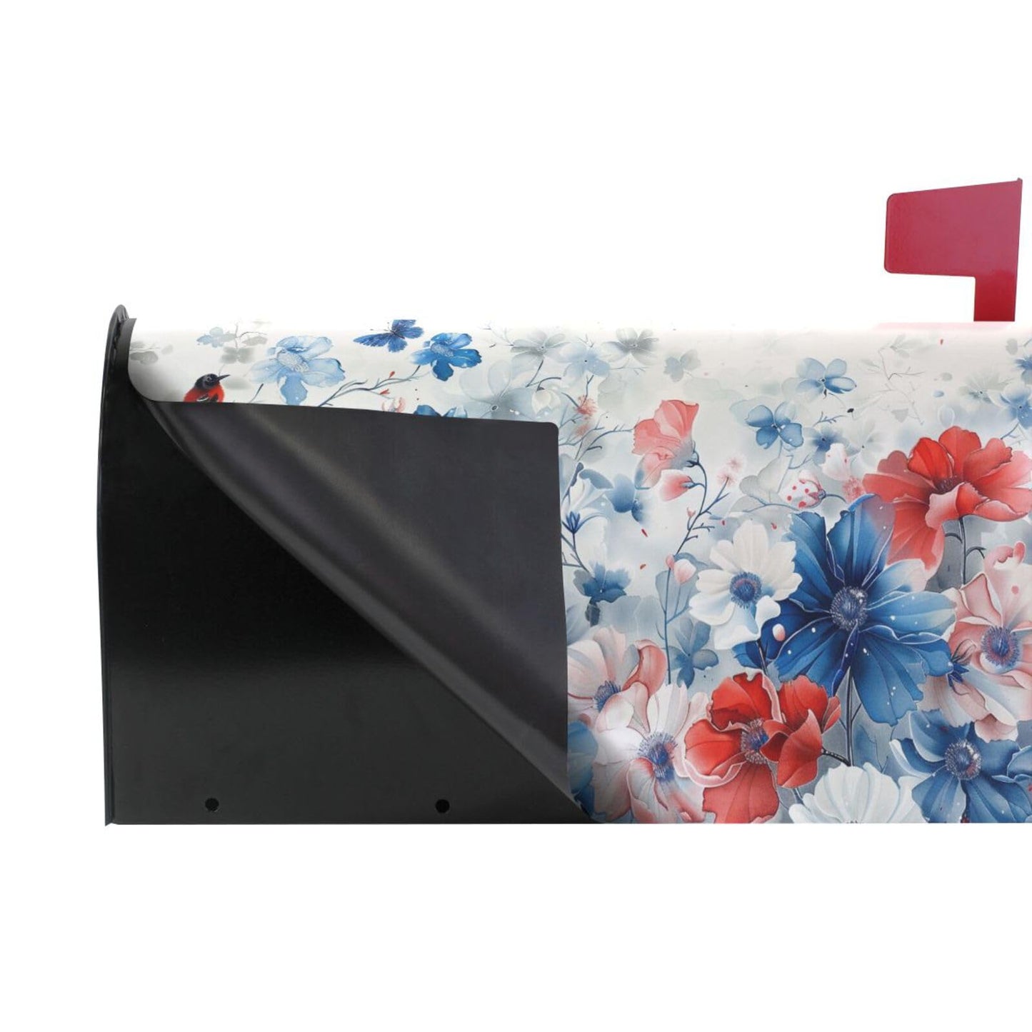 ALAZA Patriotic Blue Red White Flowers Magnetic Mailbox Cover MailWraps Garden Yard Home Decor for Outside Standard Size-18"x 20.8"…