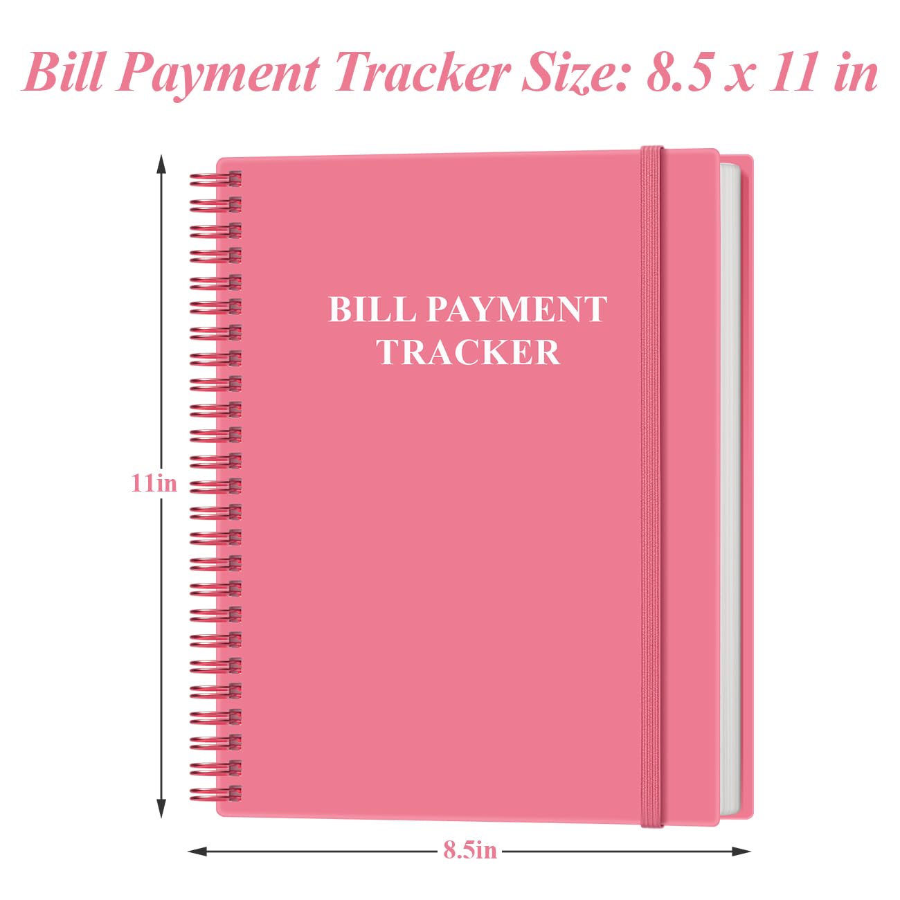 Bill Tracker Notebook - Monthly Bill Organizer & Planner for Personal Budgeting Financial, Monthly Bill Payment Checklist, 8.5" x 11", Pink