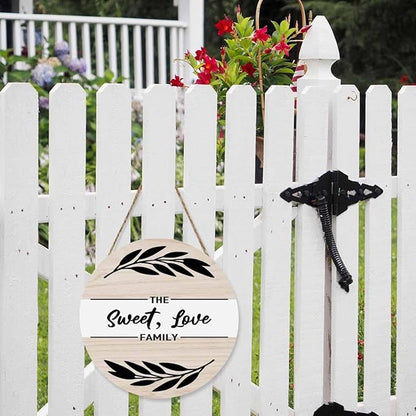 Front Door Welcome Wreath The Sweet,Love Family 12inch Vertical Wooden Front Door Wreaths for Home Decor