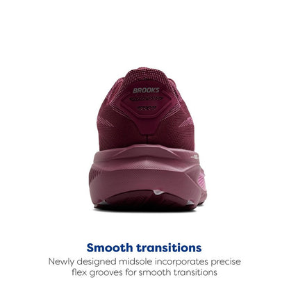 Brooks Women’s Ghost 17 Neutral Running Shoe - Burgundy/Pink/Green - 6 Medium