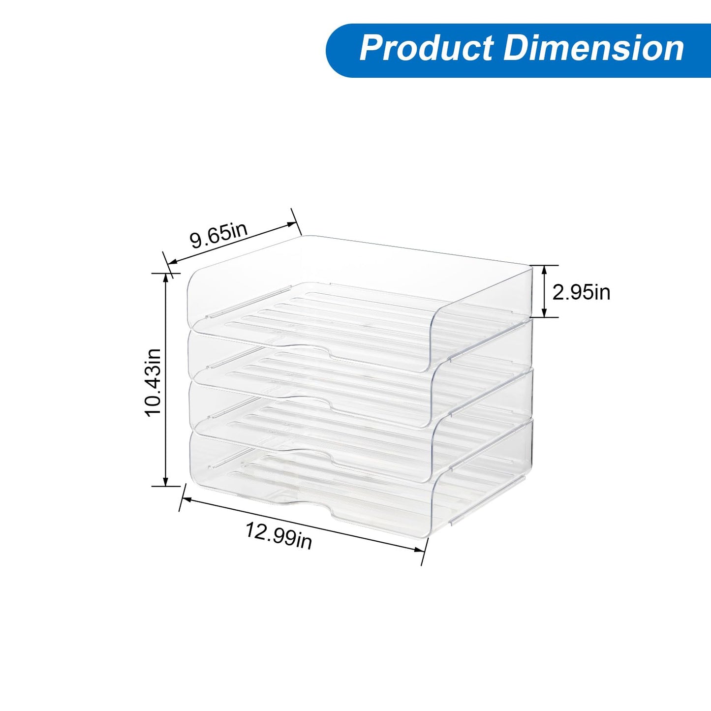 Desk Organizer and Storage,4-Tier Paper Letter Tray Organizers,Stackable Clear Desktop Organizer for Documents,Book Magazine Storage,Office Supplies, (Clear,4 Pack)