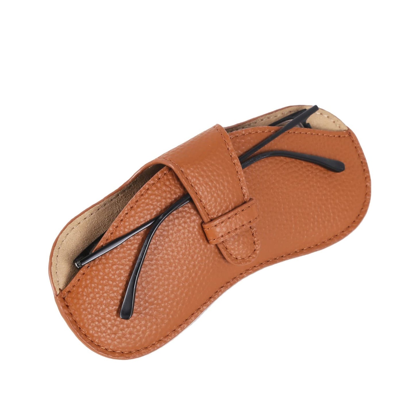 YUANYU Leather Glasses Case Holder Portable Slim Sunglasses Pouch Soft Eyeglasses Bag Eyewear Sleeve For Women Men Lightweight (Brown)