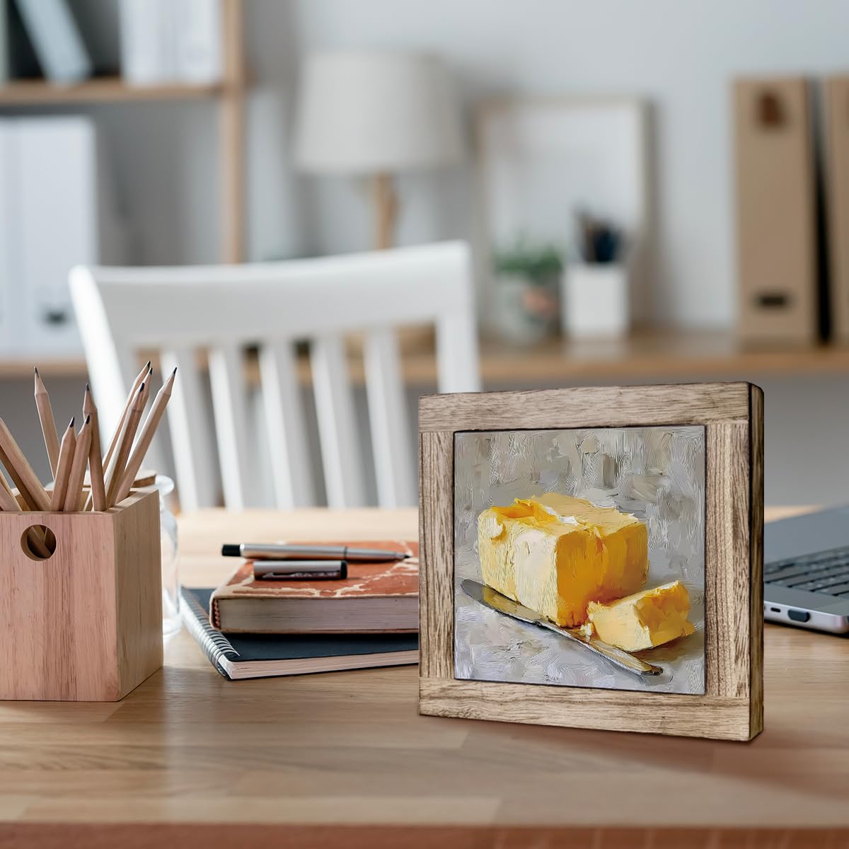 French Kitchen Butter Wooden Box Sign, Rustic Still Life Oil Painting Style Tabletop Decor, Cozy Bar Shelf Accent, Christmas Gift for Friends or Food Lovers