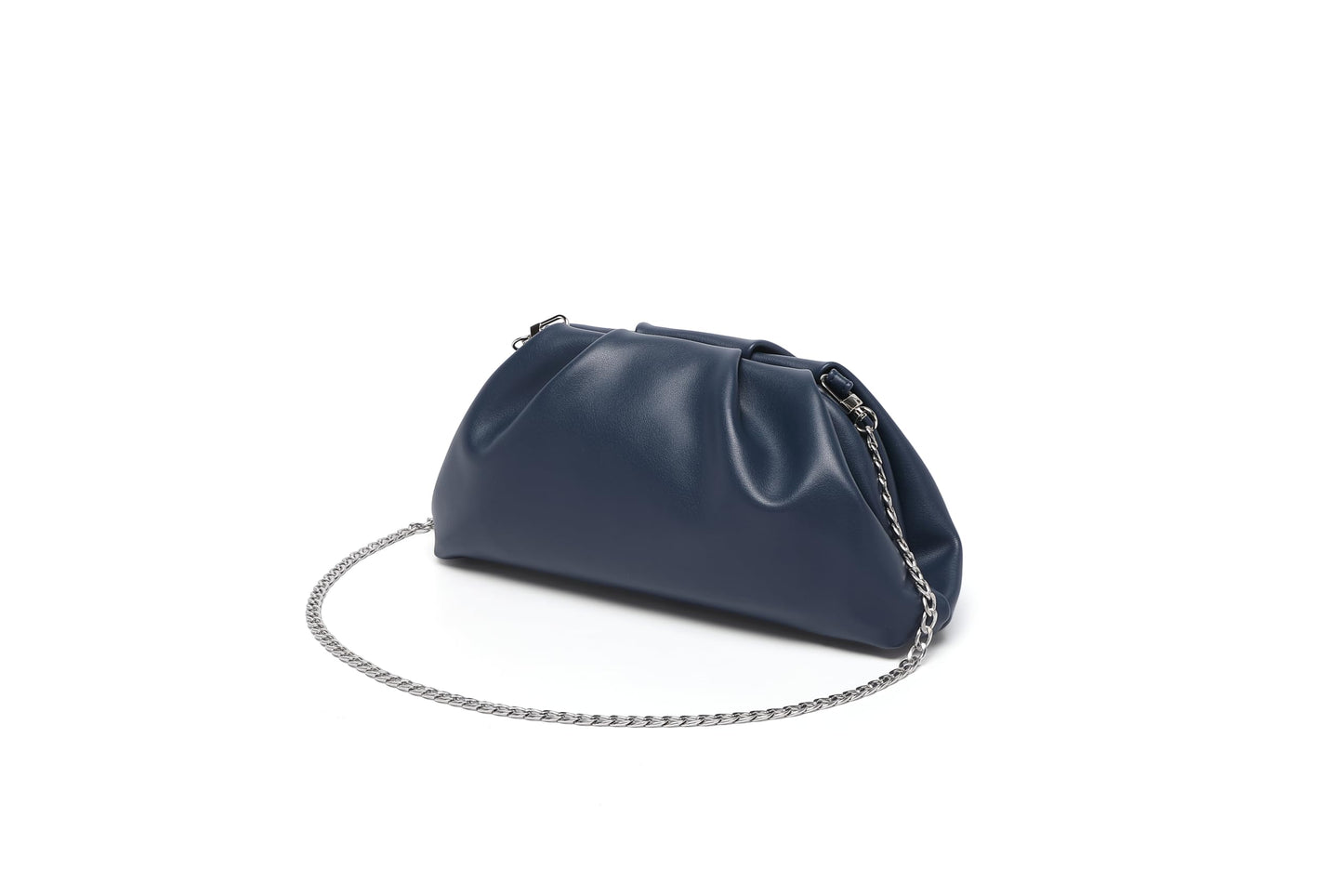 YUWITA Soft PU Leather Clutch Purses for Women Formal Elegant Luxurious Evening Bag (Navy Blue)
