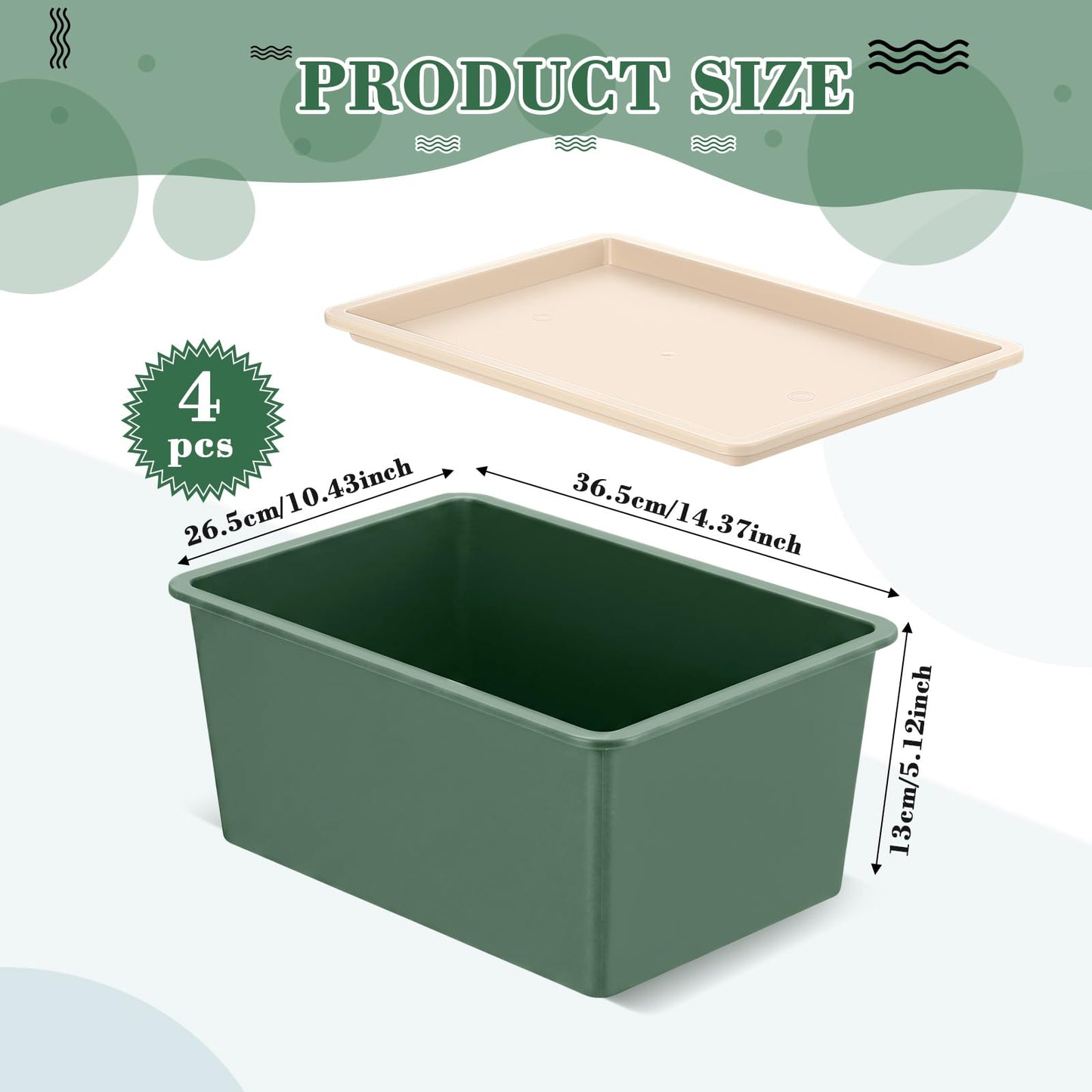 Menkxi 4 Pcs Storage Bins with Lids Plastic Stackable Containers for Organizing Shelves Christmas Ornament Box Baskets(Green,Large)