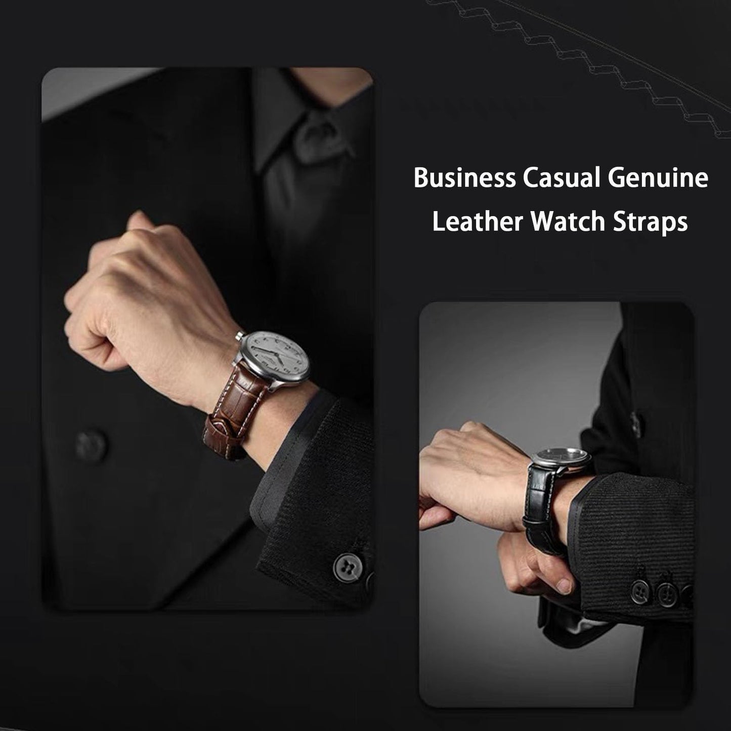 Nizonlaie Genuine Leather Watch Band Men Women, Alligator Grain Calfskin Leathe Strap Business Casual Universal Replacement Deployment Watch Strap 14mm 15mm 16mm 17mm 18mm 19mm 20mm 21mm 22mm 24mm