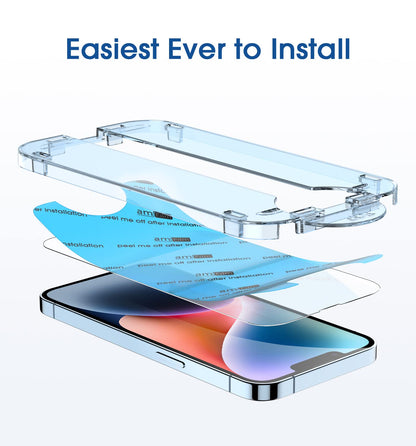 amFilm Easiest Installation OneTouch for iPhone 14 Pro [6.1 Inch] Screen Protector Tempered Glass, Auto-Alignment Tech, Bubble Free and Full Coverage Case Friendly, Anti-Scratch 2 Pack
